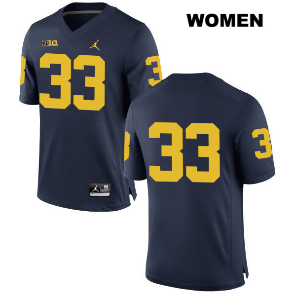 Women's NCAA Michigan Wolverines Louis Grodman #33 No Name Navy Jordan Brand Authentic Stitched Football College Jersey BD25X80SO